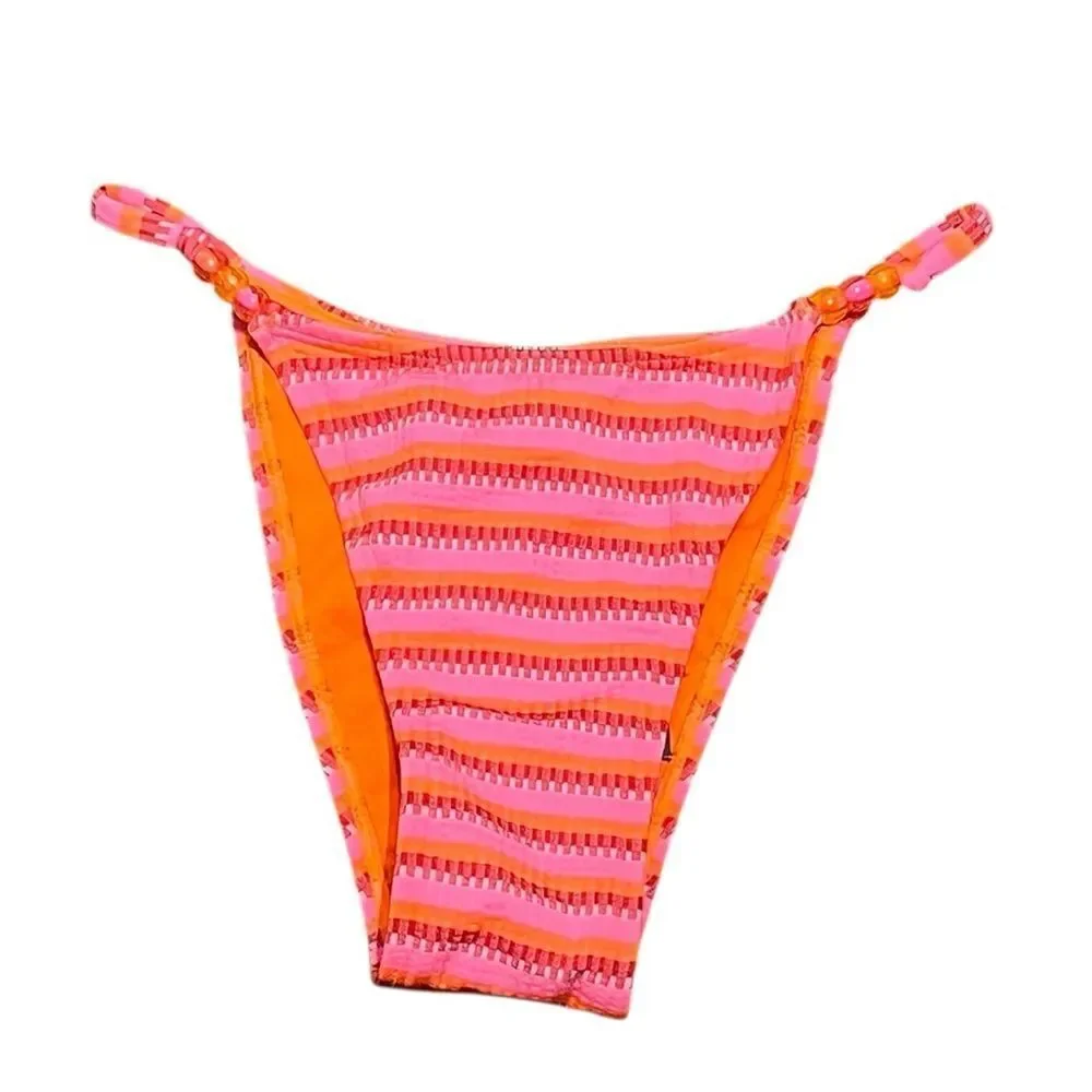 Wild Fable Pink and Orange Textured Low Rise Cheeky Bikini Bottom, Size‎ XS, NWT
